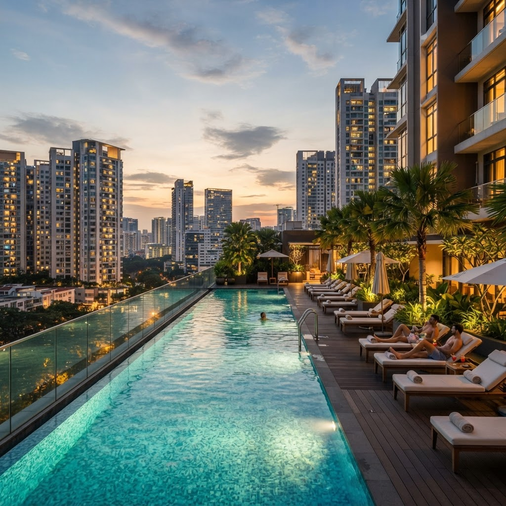 Phối cảnh hồ bơi và công viên nội khu Bcons Central Park